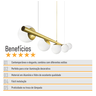 Lustre Pendente Figo Ouro - 5 Globos Esfera de Vidro Branco - 7
