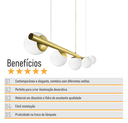 Ver imagem 7 de Lustre Pendente Figo Ouro - 5 Globos Esfera de Vidro Branco