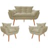 Kit Namoradeira + 2 Poltronas Decorativa Opala Suede Bege - Twdecora - 1