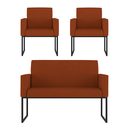 Ver imagem 1 de Kit Sofá 2 Lugares + 2 Poltronas para Recepção Sala Balaqui Cor:terracota