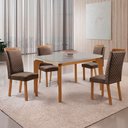 Ver imagem 2 de Mesa de Jantar Liz 120cm Tampo MDF Vidro Canto Copo com 4 Cadeiras Lorena