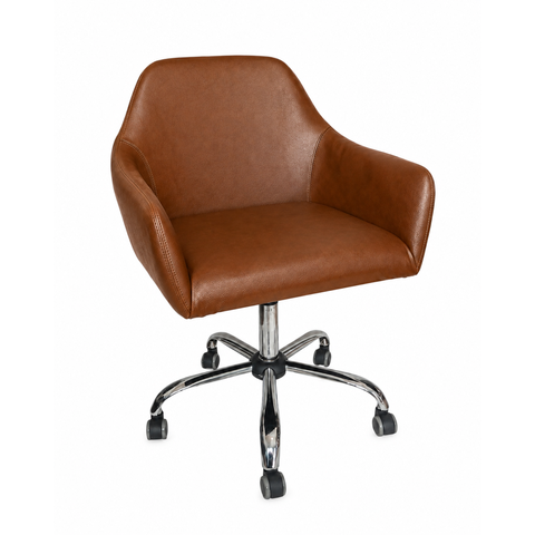 Poltrona Giratória Diamante Corino Base Cromada Regulagem de Altura Escritório Recepção Home Office