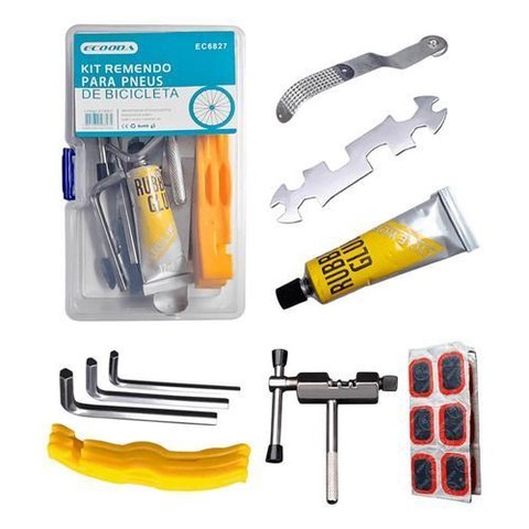 Kit Reparo para Pneu de Bike 24 Peças com Cola e Ferramentas