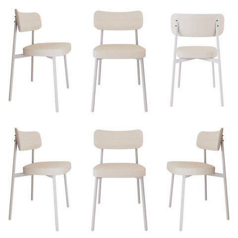 Cadeira Alloa Fixa com 4 Pés 50 x 44,7 x 83,8 cm com 6 Unidade Branco/Palha