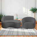 Ver imagem 1 de Kit Divã Recamier Orgânico Marrocos 150cm Lado Direito e 1 Poltronas Amore Linho Cinza Escuro