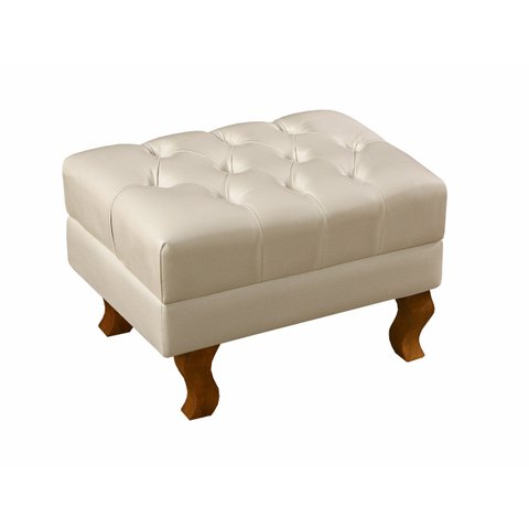 Puff Banqueta Dom Pedro Chesterfield Retangular  Sala, Quarto, Recepção - Couríssimo Bege