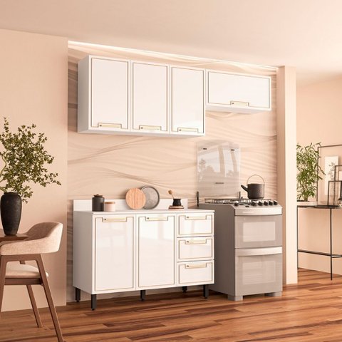 Cozinha Compacta 250087 3 Peças Amara Branco Politorno Móveis