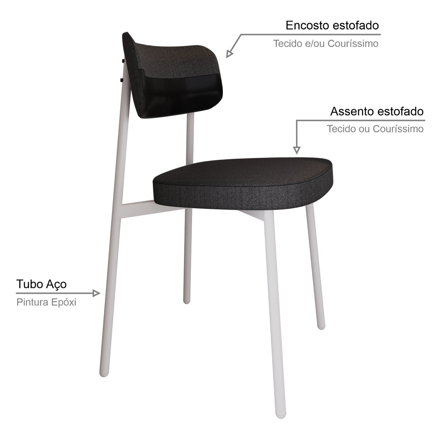 Cadeira Alloa Fixa com 4 Pés 50 X 44,7 X 83,8 Cm com 6 Unidades - 5