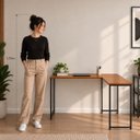 Ver imagem 5 de Mesa Pérola em L para Escritório e Home Office Preto/Imbuia 130x110cm