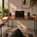 Ver imagem 2 de Mesa Pérola em L para Escritório e Home Office Preto/Imbuia 130x110cm