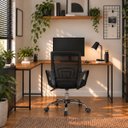 Ver imagem 3 de Mesa Pérola em L para Escritório e Home Office Preto/Imbuia 130x110cm