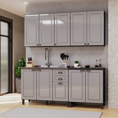 Cozinha Americana Modulada 4 Peças Balcão sem Tampo Paris