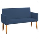 Ver imagem 2 de Kit Namoradeira Decorativa + 2 Poltronas Para Sala Reforçadas + 2 Puff Redondo Suede Azul-Marinho