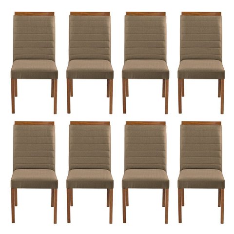 Kit 8 Cadeiras Decorativas Sala de Jantar Luxo Sueli Facto Fendi - Mozzelar