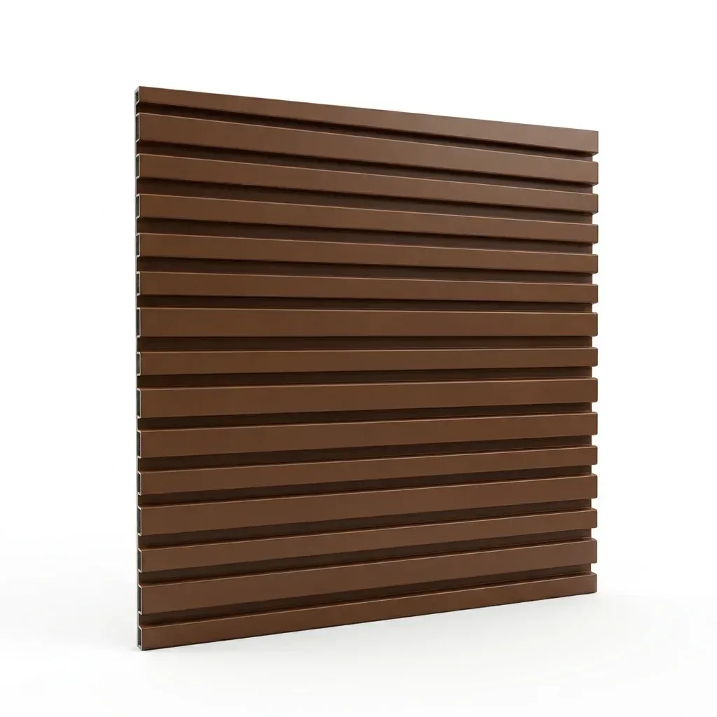 Ver imagem 3 de Painel Ripado em Alumínio Parete Marrom Corten Barra de 30 Mm X 150 Mm X 3000 Mm / 0,455 M²