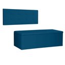 Ver imagem 1 de Kit Painel e Calçadeira Baú King 1,95m Berlim Suede Azul Marinho - Pallazio