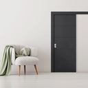 Ver imagem 1 de Porta com Trilho de Correr 2,10 (a) X 0,80 (l) Frisada Reto Preto C/fechadura