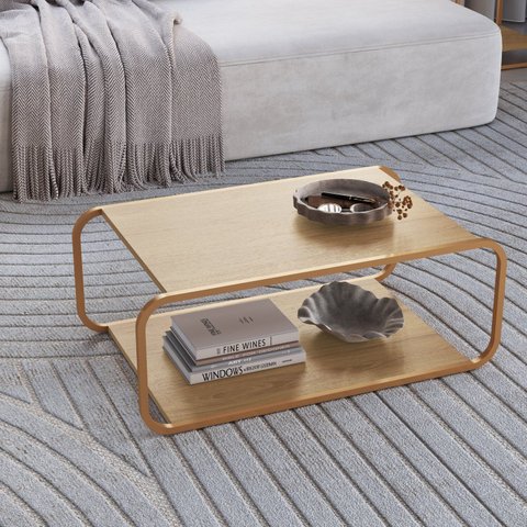 Mesa de Centro Orgânica 80cm com Pé Metal 100% BP Luna