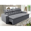 Ver imagem 2 de Sofá Concept 3,00 metros Retrátil e recinável com Mola Suede Light Cinza - Sofá na Web