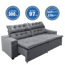 Ver imagem 3 de Sofá Concept 3,00 metros Retrátil e recinável com Mola Suede Light Cinza - Sofá na Web