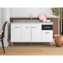 Ver imagem 4 de Balcão Gabinete para Pia Gabriela sem Tampo 150cm 4 Portas 1 Gaveta Branco