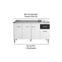 Ver imagem 3 de Balcão Gabinete para Pia Gabriela sem Tampo 150cm 4 Portas 1 Gaveta Branco