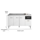 Ver imagem 6 de Balcão Gabinete para Pia Gabriela sem Tampo 150cm 4 Portas 1 Gaveta Branco