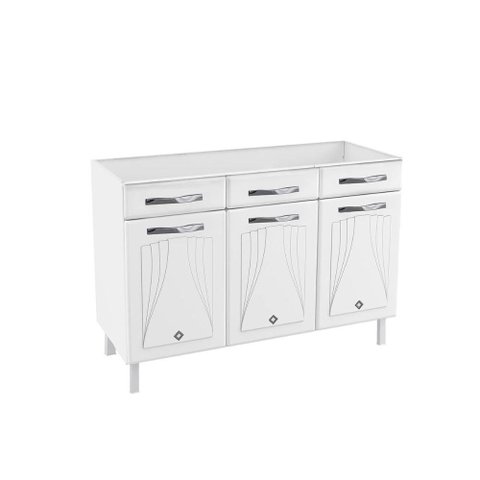 Gabinete de Cozinha Modulado Balcão Star New 3 Portas e 3 Gavetas 120cm Branco - Telasul