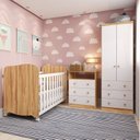 Ver imagem 1 de Quarto de Bebê Berço Americano Guarda-Roupa e Cômoda MDF Teka Espresso Móveis Branco Brilho/Amêndoa
