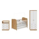 Ver imagem 2 de Quarto de Bebê Berço Americano Guarda-Roupa e Cômoda MDF Teka Espresso Móveis Branco Brilho/Amêndoa