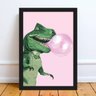 Quadro Decorativo Dinossauro Bubble Gum 33x24cm:Madeira preta - 2