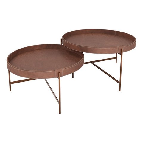 Kit 2 Mesas de Centro em Couro Décor Patrimar Móveis Cores:whisky