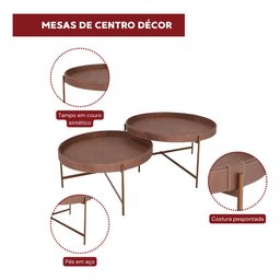 Kit 2 Mesas de Centro em Couro Décor Patrimar Móveis Cores:whisky - 6