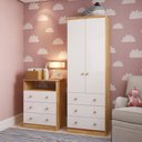 Ver imagem 1 de Quarto Infantil com Guarda-Roupa 2 Portas 3 Gavetas e Cômoda 3 Gavetas Teka Espresso Móveis Bege/Branco Brilho/Amêndoa