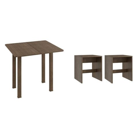 Conjunto Sala de Jantar Mesa com 4 Banquetas Marrom/Ameixa Negra