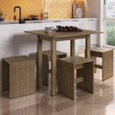 Ver imagem 2 de Conjunto Sala de Jantar Mesa com 4 Banquetas Marrom/Ameixa Negra