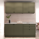 Ver imagem 2 de Cozinha Compacta Modulada 6 Portas 3 Gavetas 100% MDF 2 Tampos Sevilha Verde/Hill