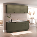 Ver imagem 1 de Cozinha Compacta Modulada 6 Portas 3 Gavetas 100% MDF 2 Tampos Sevilha Verde/Hill