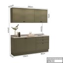 Ver imagem 4 de Cozinha Compacta Modulada 6 Portas 3 Gavetas 100% MDF 2 Tampos Sevilha Verde/Hill
