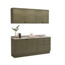 Ver imagem 3 de Cozinha Compacta Modulada 6 Portas 3 Gavetas 100% MDF 2 Tampos Sevilha Verde/Hill