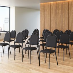 Kit 6 Cadeiras para Escritório Auditório Hotel Fixa Empilhável - 5