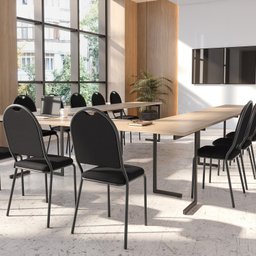 Kit 6 Cadeiras para Escritório Auditório Hotel Fixa Empilhável - 3