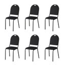 Ver imagem 1 de Kit 6 Cadeiras para Escritório Auditório Hotel Fixa Empilhável Preto