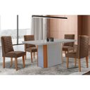 Ver imagem 1 de Conjunto: Mesa de Cozinha Pietã¡ Curvo 120cm + 4 Cadeiras Dafne Madeira Naturale/off White -