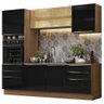Armário de Cozinha Completa 240cm Rustic/Preto Lux Madesa 02 - 3