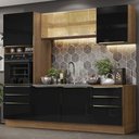 Ver imagem 1 de Armário de Cozinha Completa 240cm Rustic/Preto Lux Madesa 02