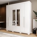 Ver imagem 1 de Guarda-Roupa Casal 6 Portas com Espelho 199cm Willow Espresso Móveis Branco