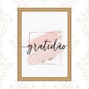 Ver imagem 1 de Quadro Moldura Dourada Gratidão Rosê 45x34cm:com Vidro