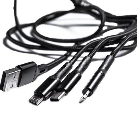 Cabo Usb Multifunção Tipo C /iPhone/ Microusb - Cb1120 Preto