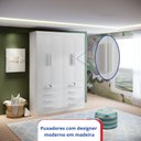 Ver imagem 6 de Guarda-Roupa Infantil 4 Portas Frente MDF Puxador de Madeira Aquarela Branco